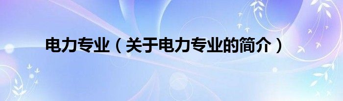 電力專業(yè)（關(guān)于電力專業(yè)的簡介）