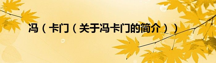 馮（卡門（關(guān)于馮卡門的簡(jiǎn)介））