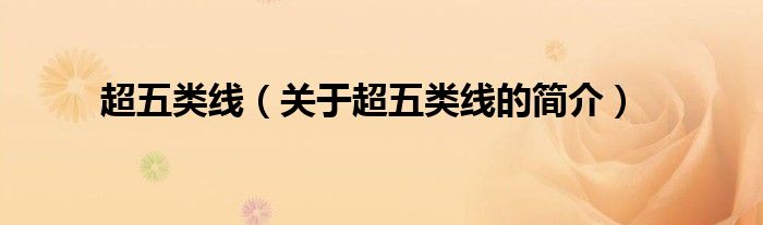 超五類線（關(guān)于超五類線的簡(jiǎn)介）