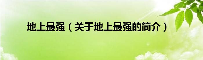 地上最強(qiáng)（關(guān)于地上最強(qiáng)的簡(jiǎn)介）