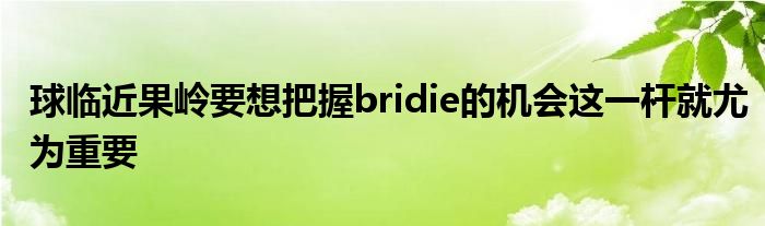 球臨近果嶺要想把握bridie的機(jī)會這一桿就尤為重要