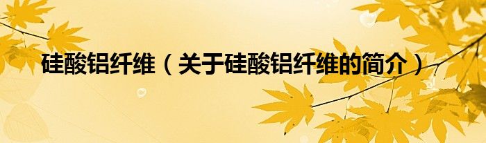 硅酸鋁纖維（關(guān)于硅酸鋁纖維的簡(jiǎn)介）