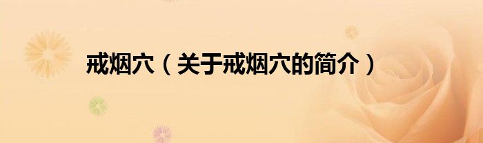 戒煙穴（關(guān)于戒煙穴的簡(jiǎn)介）