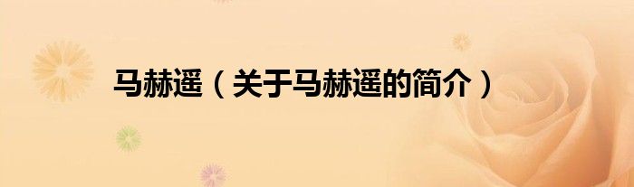 馬赫遙（關(guān)于馬赫遙的簡(jiǎn)介）