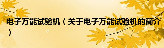 電子萬能試驗機（關于電子萬能試驗機的簡介）