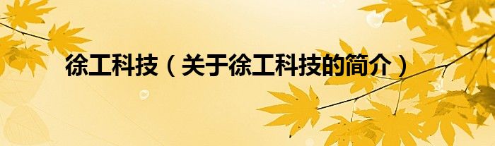 徐工科技（關(guān)于徐工科技的簡(jiǎn)介）