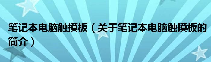 筆記本電腦觸摸板（關(guān)于筆記本電腦觸摸板的簡介）