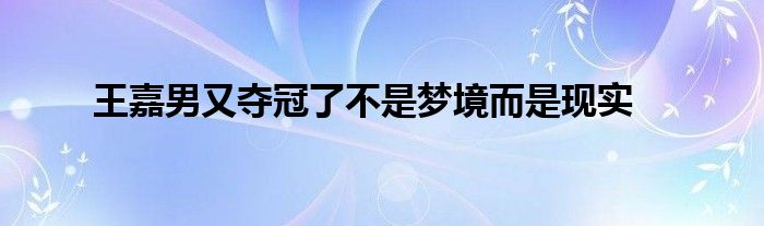 王嘉男又奪冠了不是夢境而是現(xiàn)實