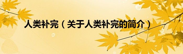 人類(lèi)補(bǔ)完（關(guān)于人類(lèi)補(bǔ)完的簡(jiǎn)介）