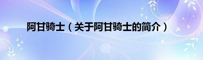 阿甘騎士（關(guān)于阿甘騎士的簡(jiǎn)介）