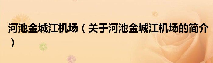 河池金城江機(jī)場(chǎng)（關(guān)于河池金城江機(jī)場(chǎng)的簡(jiǎn)介）