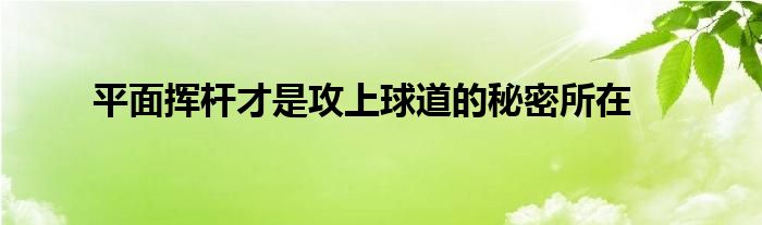 平面揮桿才是攻上球道的秘密所在