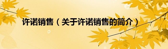 許諾銷售（關(guān)于許諾銷售的簡(jiǎn)介）