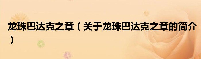 龍珠巴達(dá)克之章（關(guān)于龍珠巴達(dá)克之章的簡(jiǎn)介）