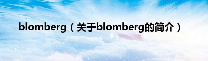 blomberg（關(guān)于blomberg的簡(jiǎn)介）