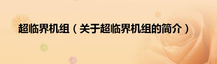 超臨界機(jī)組（關(guān)于超臨界機(jī)組的簡介）