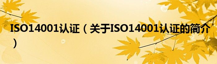 ISO14001認(rèn)證（關(guān)于ISO14001認(rèn)證的簡(jiǎn)介）