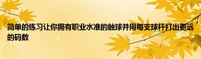 簡(jiǎn)單的練習(xí)讓你擁有職業(yè)水準(zhǔn)的觸球并用每支球桿打出更遠(yuǎn)的碼數(shù)