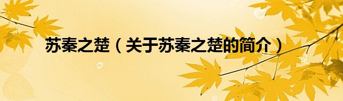 蘇秦之楚（關(guān)于蘇秦之楚的簡(jiǎn)介）