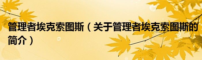 管理者?？怂鲌D斯（關(guān)于管理者埃克索圖斯的簡(jiǎn)介）