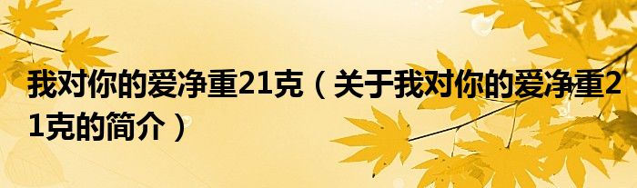 我對(duì)你的愛凈重21克（關(guān)于我對(duì)你的愛凈重21克的簡介）