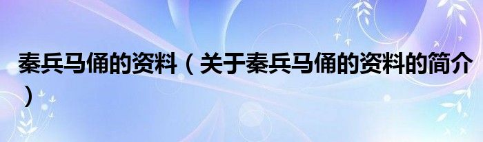 秦兵馬俑的資料（關(guān)于秦兵馬俑的資料的簡(jiǎn)介）