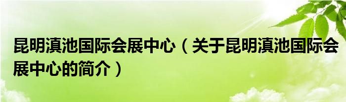 昆明滇池國際會展中心（關(guān)于昆明滇池國際會展中心的簡介）