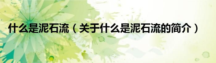 什么是泥石流（關(guān)于什么是泥石流的簡(jiǎn)介）