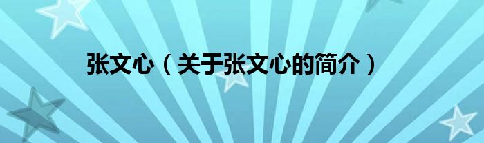 張文心（關(guān)于張文心的簡(jiǎn)介）