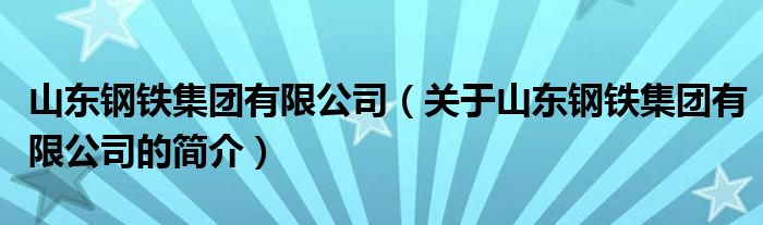 山東鋼鐵集團(tuán)有限公司（關(guān)于山東鋼鐵集團(tuán)有限公司的簡(jiǎn)介）