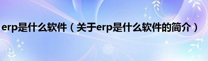 erp是什么軟件（關(guān)于erp是什么軟件的簡(jiǎn)介）