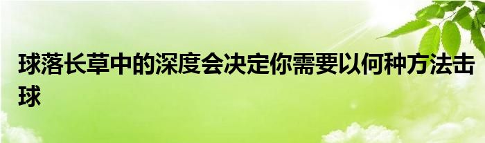 球落長草中的深度會決定你需要以何種方法擊球