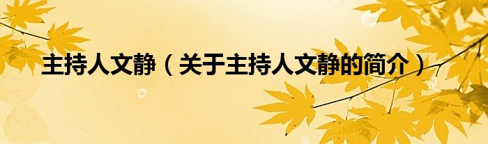 主持人文靜（關(guān)于主持人文靜的簡(jiǎn)介）