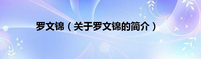 羅文錦（關(guān)于羅文錦的簡(jiǎn)介）