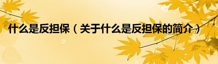 什么是反擔(dān)保（關(guān)于什么是反擔(dān)保的簡(jiǎn)介）