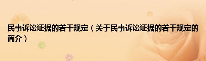 民事訴訟證據的若干規(guī)定（關于民事訴訟證據的若干規(guī)定的簡介）