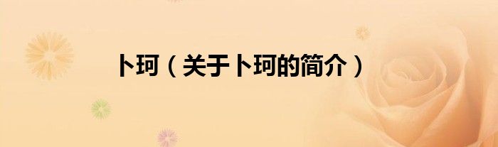 卜珂（關(guān)于卜珂的簡(jiǎn)介）