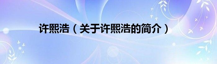 許熙浩（關(guān)于許熙浩的簡介）