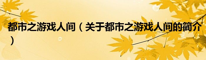 都市之游戲人間（關(guān)于都市之游戲人間的簡(jiǎn)介）