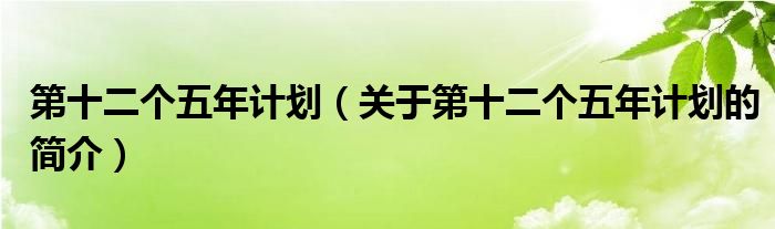 第十二個五年計劃（關(guān)于第十二個五年計劃的簡介）