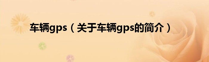 車(chē)輛gps（關(guān)于車(chē)輛gps的簡(jiǎn)介）