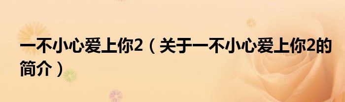 一不小心愛(ài)上你2（關(guān)于一不小心愛(ài)上你2的簡(jiǎn)介）