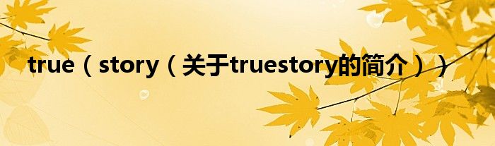 true（story（關(guān)于truestory的簡(jiǎn)介））