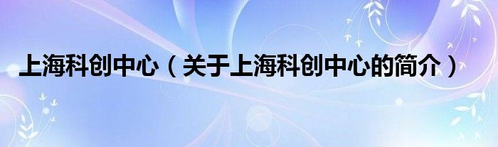 上?？苿?chuàng)中心（關(guān)于上?？苿?chuàng)中心的簡(jiǎn)介）