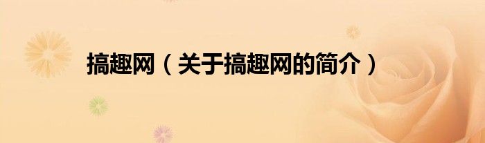 搞趣網(wǎng)（關(guān)于搞趣網(wǎng)的簡(jiǎn)介）