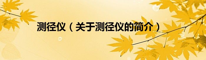 測(cè)徑儀（關(guān)于測(cè)徑儀的簡(jiǎn)介）