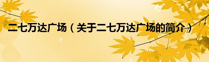 二七萬達(dá)廣場（關(guān)于二七萬達(dá)廣場的簡介）