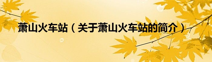 蕭山火車站（關(guān)于蕭山火車站的簡(jiǎn)介）