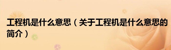 工程機(jī)是什么意思（關(guān)于工程機(jī)是什么意思的簡(jiǎn)介）