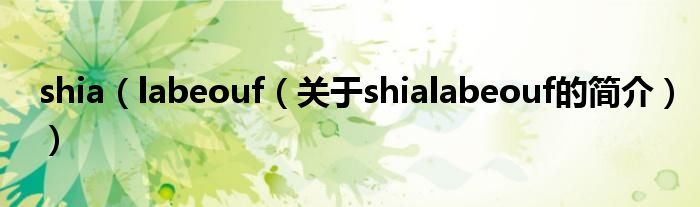 shia（labeouf（關(guān)于shialabeouf的簡介））